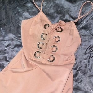 Baby pink bodycon dress